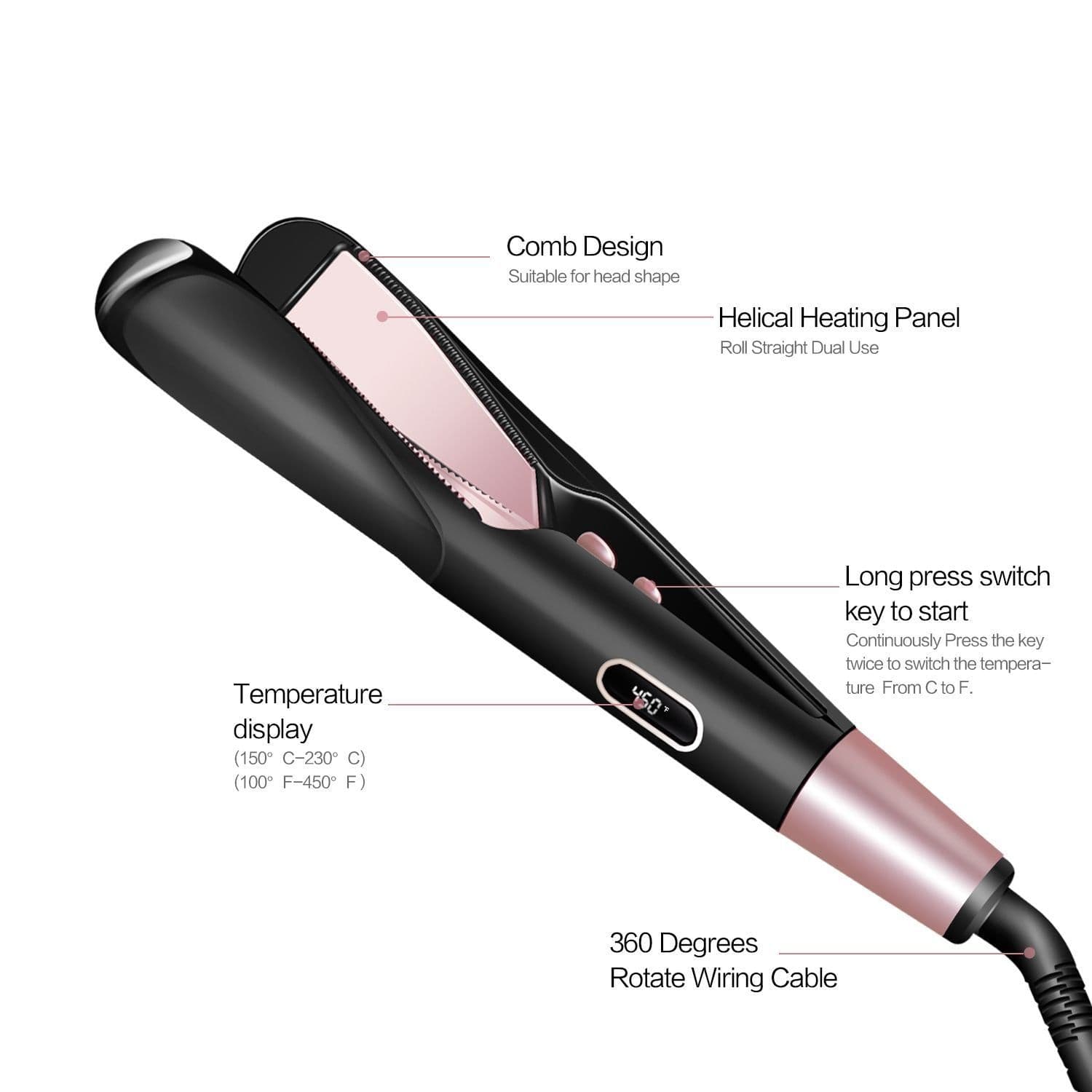 image-Cross-border Electric Hair Straightener Curler - Dual