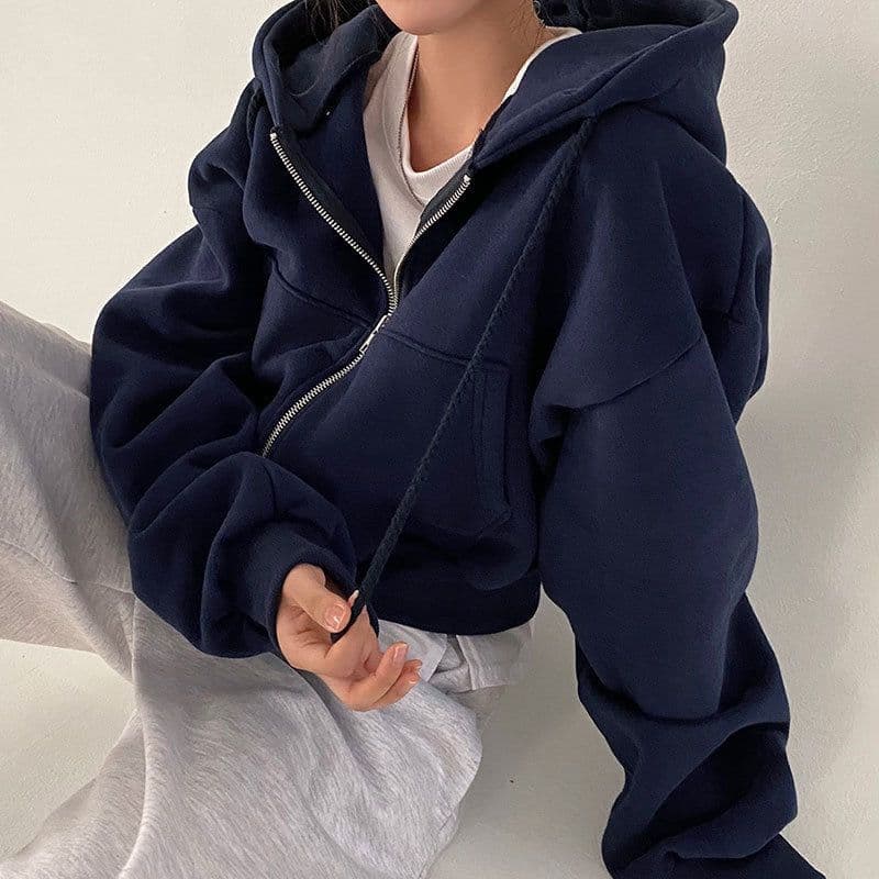 image-2023 Autumn Women's Loose Hooded Sweatshirt - Black XXXL