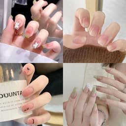image-Summer fresh, sweet and cool style manicure, wearable nail pieces, French line blending, removable fake nail pieces, finished products wholesale