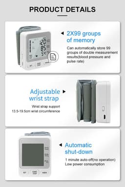 image-Wrist Blood Pressure Monitor - USB Rechargeable Voice TK-W202