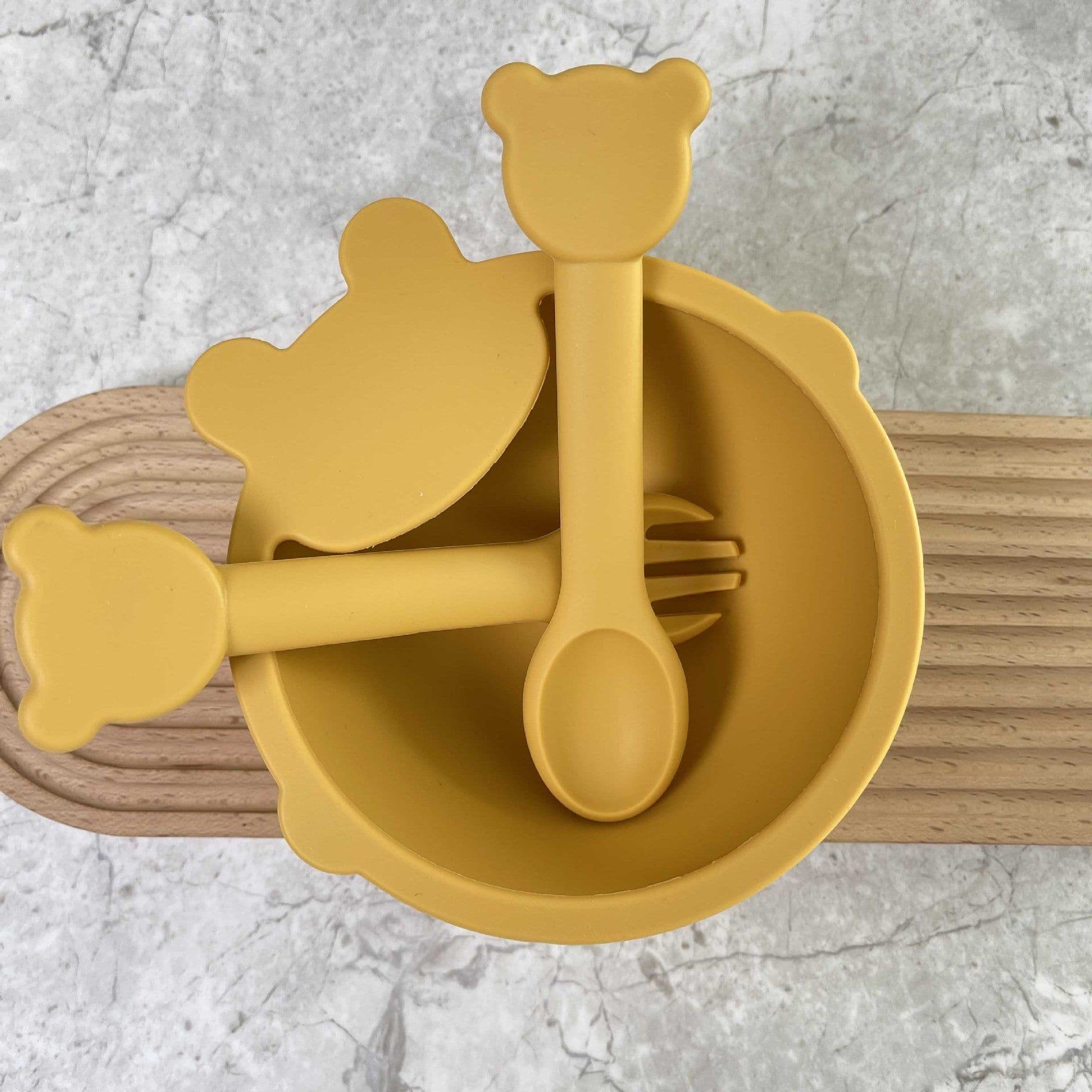 image-Baby Silicone Bowl Set - Fork & Spoon for 12+ Months
