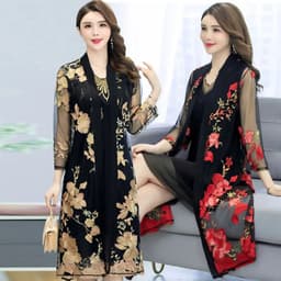 image-Foreign trade 2022 summer new large size women's clothing fat sister 200 catties mesh sunscreen clothing women's mid-length coat thin