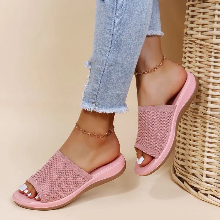 image-Wish independent station sandals 2022 spring and summer new knitted thick bottom 36-43 large size flat slippers women wholesale