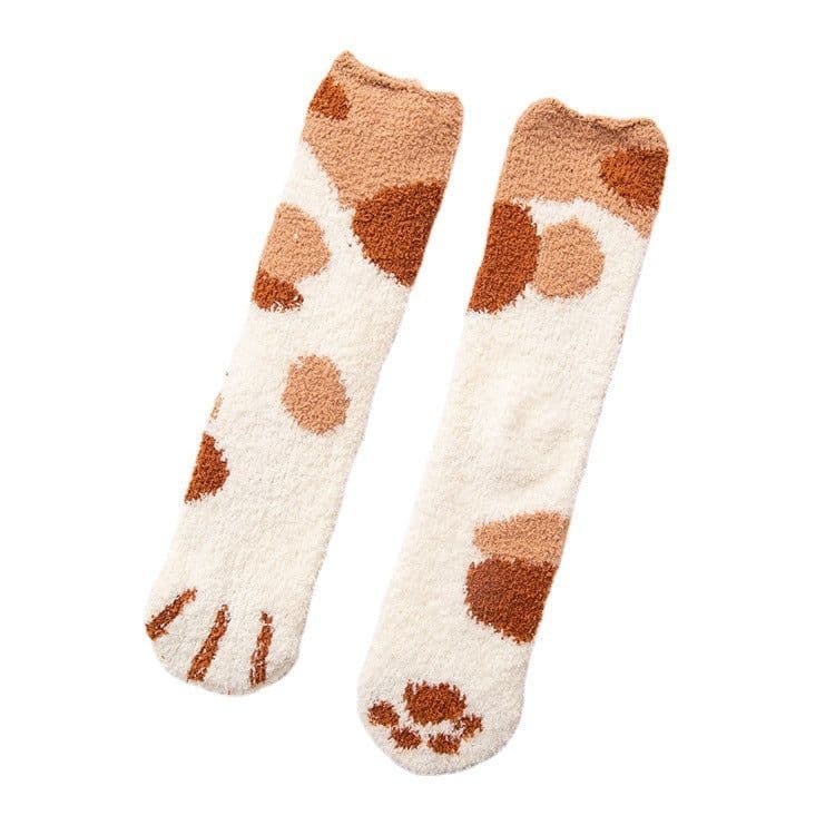 image-Coral Velvet Winter Warm Thickened Cat Socks for Women - Blue Medium Tube