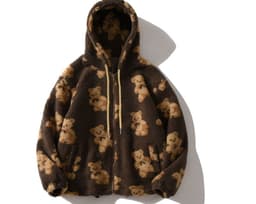 image-Women's Hooded Cartoon Bear Sweatshirt - Thick XL Khaki