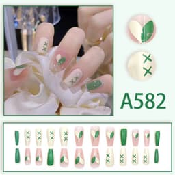 image-Winter fresh and simple pure lust style bride dance wear nails rainbow love rose fake nails wholesale