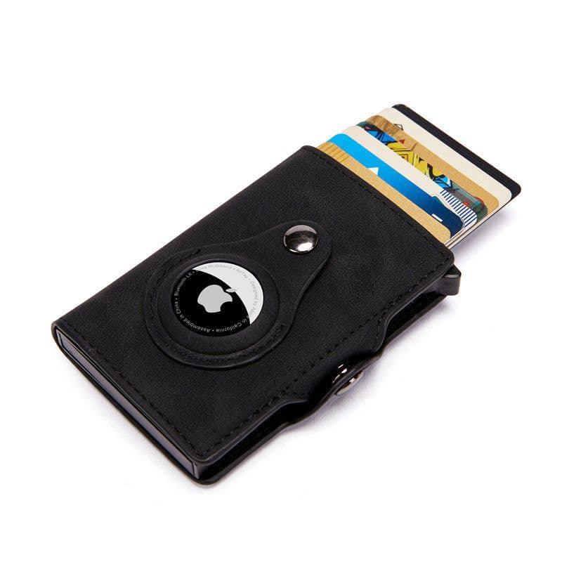 image-Aluminum alloy Airtag positioning wallet aluminum box anti-theft brush credit card bag snap button zipper hand holding creative card box male