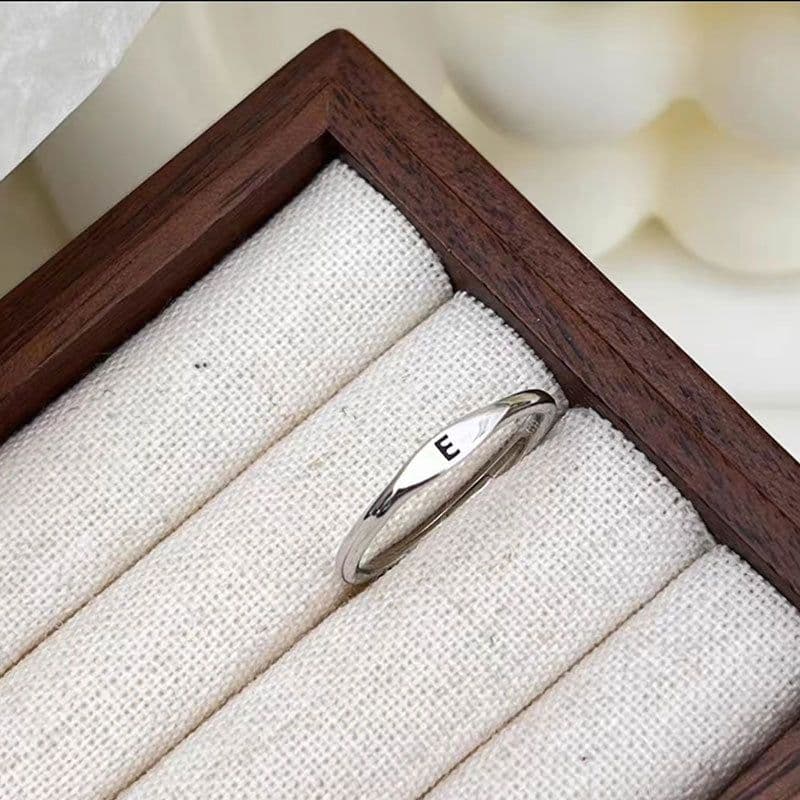 image-S925 Sterling Silver Letter Ring - Adjustable