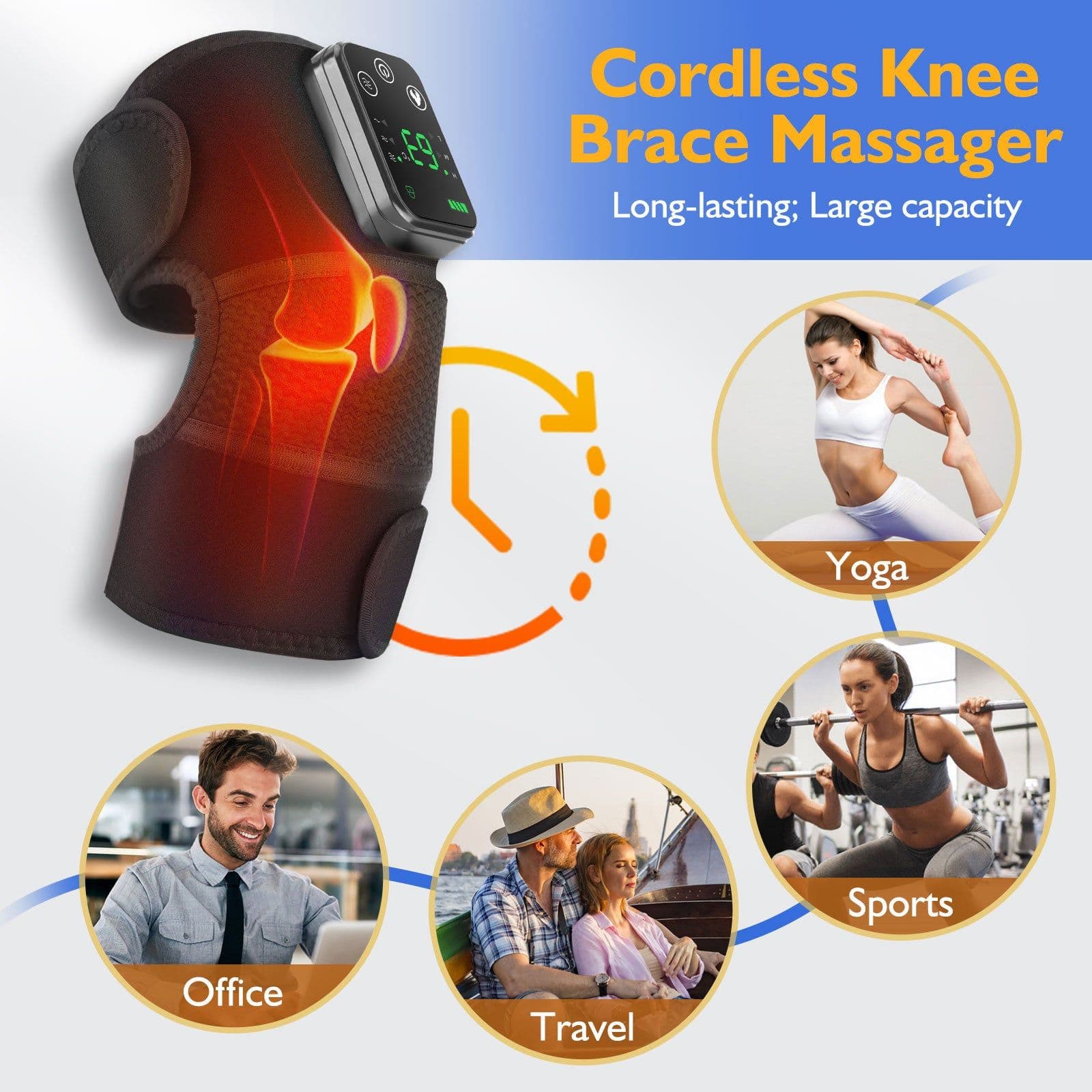 image-Factory new heating knee pad usb rechargeable electric heating heating vibration massage shoulder pad leg universal protective gear