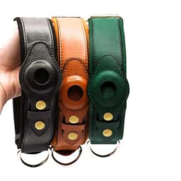 image-Solvo Leather Dog Collar - Brown Apple AirTag M