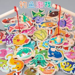 image-Wooden Educational Magnetic Fishing Toy for Toddlers Ages 2-3 Years