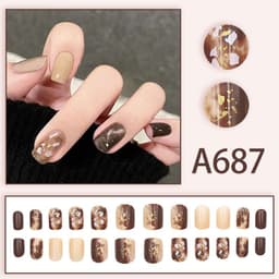 image-Autumn and winter gentle, sweet and pure desire INS style manicure wear nail polish girl whitening printed ice transparent fake nail polish