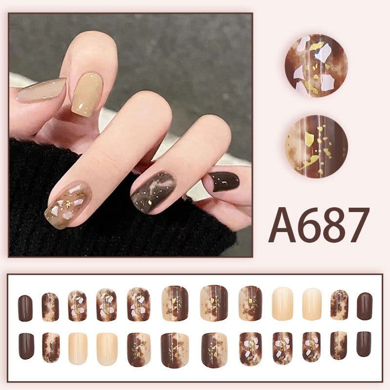 image-Autumn and winter gentle, sweet and pure desire INS style manicure wear nail polish girl whitening printed ice transparent fake nail polish