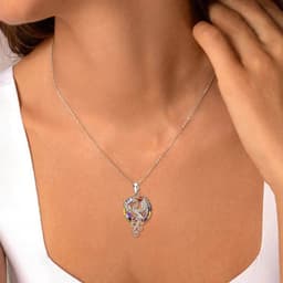 image-Crystal Phoenix Pendant Necklace - Women Blue