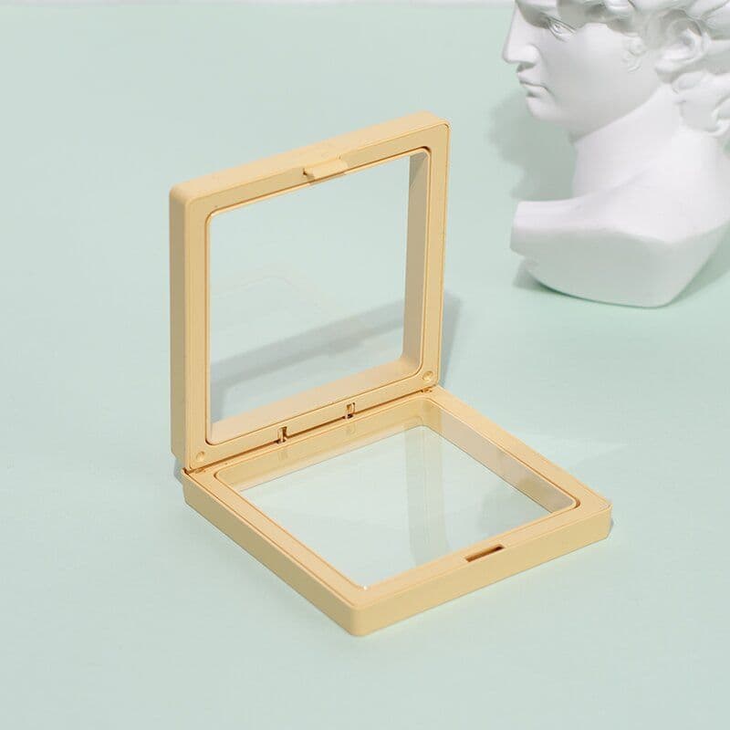 image-Jewelry Ring Storage Box - Orange Cardboard 11x11cm