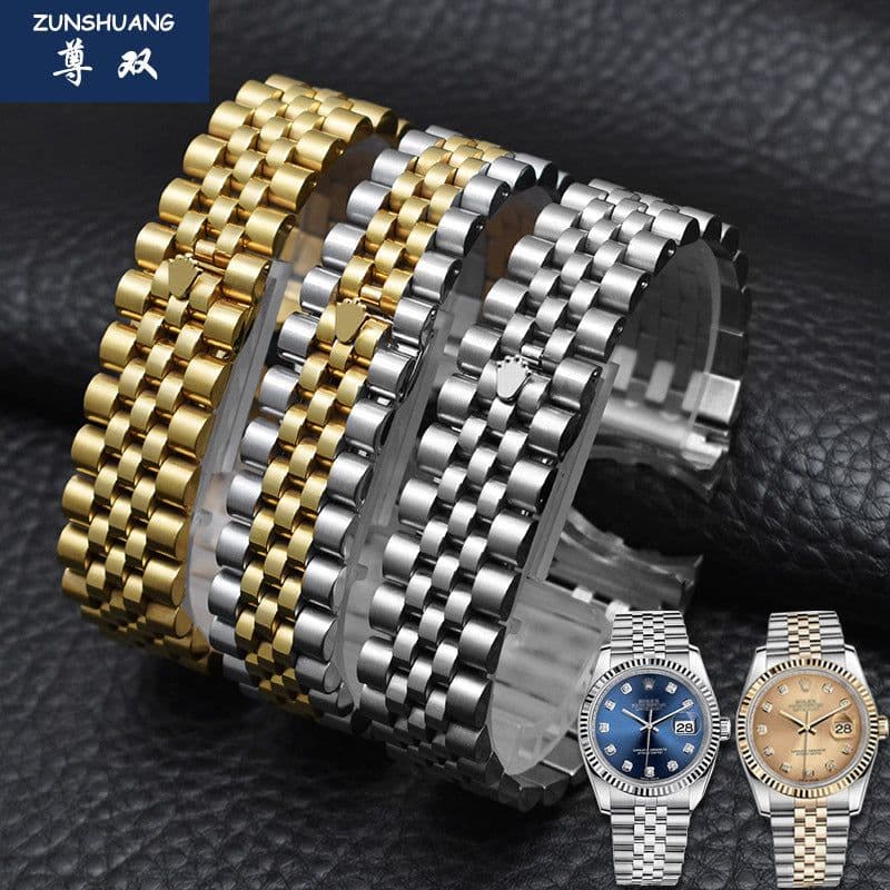image-Alternative Langdong watch strap labor log type watch with steel strap stainless steel bracelet 13 17 20 21mm