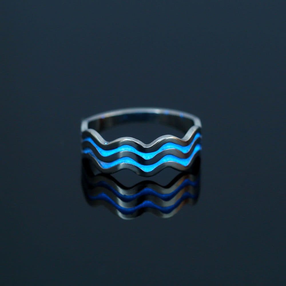 image-Nooxian Stainless Steel Ring - Blue Pentagram Size 8