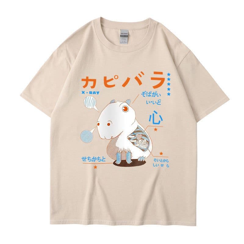 image-Men's Cartoon Hamster T-Shirt - Dark Gray Short Sleeve