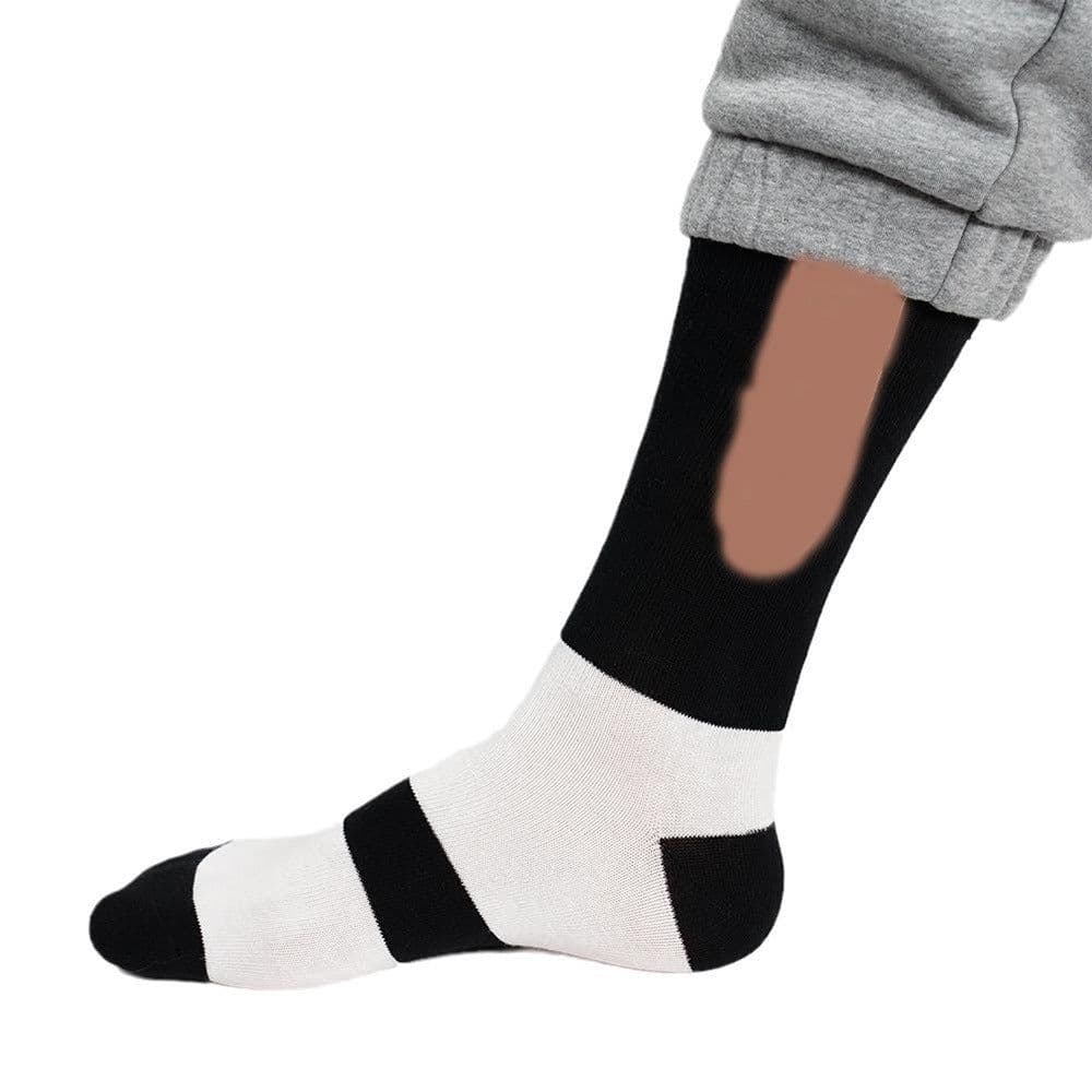 image-Socks - Black Red Stripes Cotton Mid-Tube