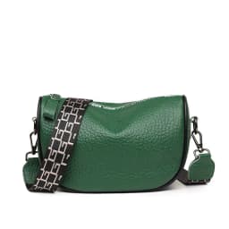 image-Cowhide Leather Saddle Bag - Khaki Small Square