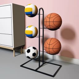 image-Five-layer basketball stand, three-layer and four-layer assembled ball rack, wrought iron rust-resistant storage rack, storage rack for organizing sports equipment