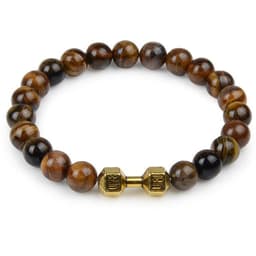 image-Volcanic Lava Dumbbell Bracelet Tiger Eye Blue Turquoise White Turquoise Bracelet Ladies and Men Jewelry Cross-border Hot Sale