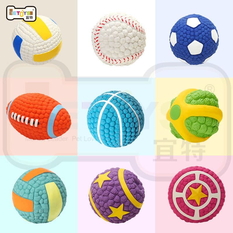 image-EETOYS Latex Rugby Tennis Dog Toy - Melon Large Sound Ball Pet
