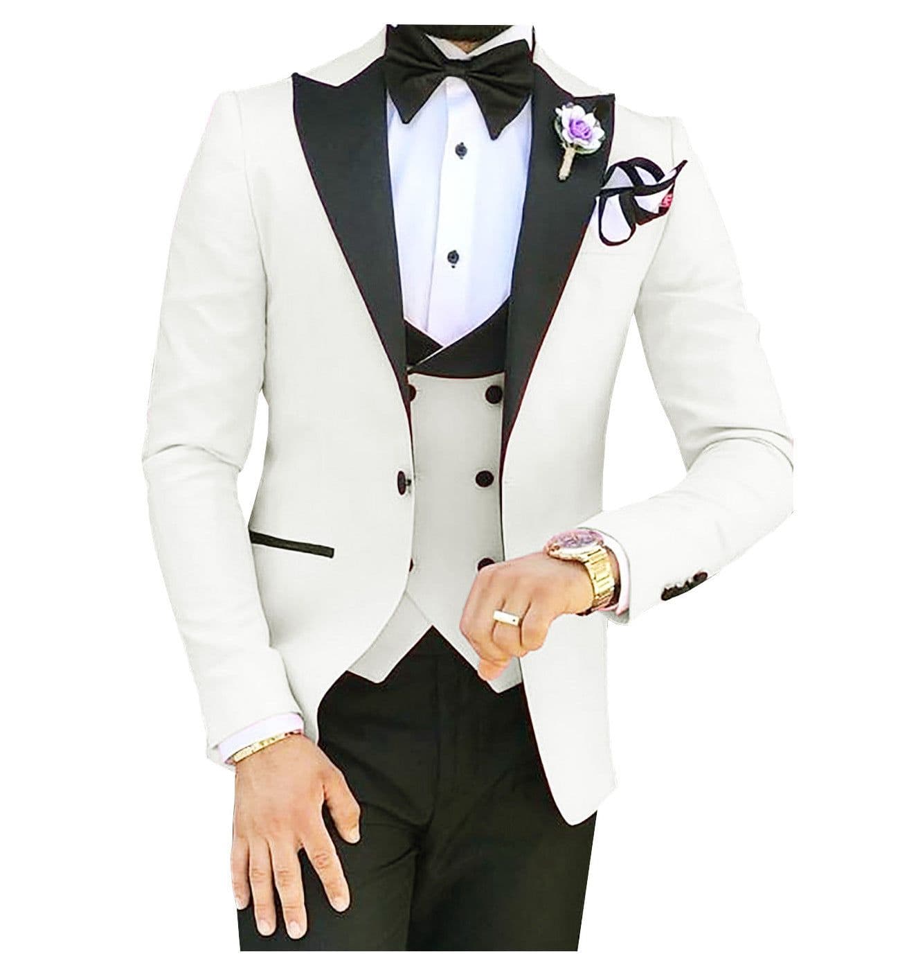 image-Cross-border Explosive Men's Suit Three-piece Suit Gun Barge Collar Wedding Suit Men's Suit One Drop Shipping Factory