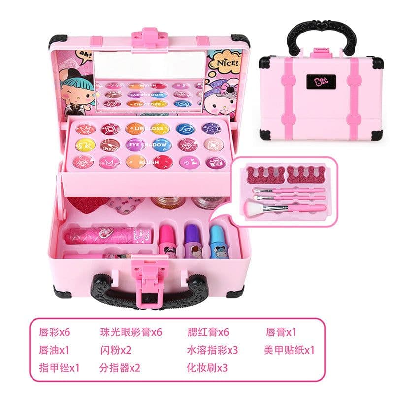 image-Kids Makeup Toy Suitcase - Princess Makeup Set for Girls 7-14 Years Old - Birthday Gift