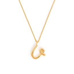 image-Brass Alphabet Necklace Unisex Initial Pendant Gold Plating