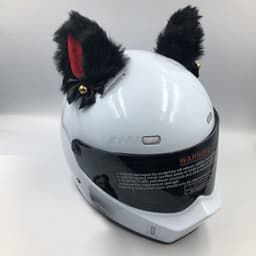 image-Motorcycle Helmet Cat Ears Bow Decoration - Plush Red