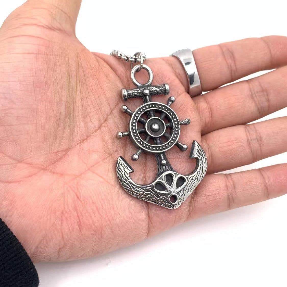 image-Steel Soul Anchor Pendant Necklace - Titanium Steel Retro