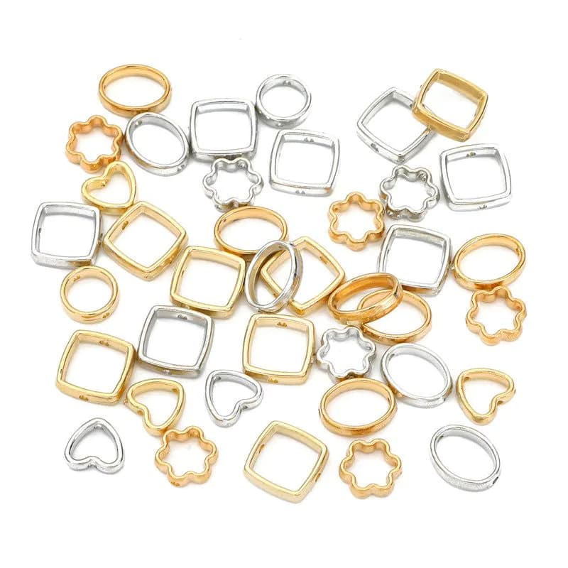 image-DIY Plastic Resin Heart Shape Beads - 25pcs Gold/White/K Set