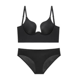 image-u-shaped sexy gathered glossy seamless bra invisible bra large backless underwear women's suit