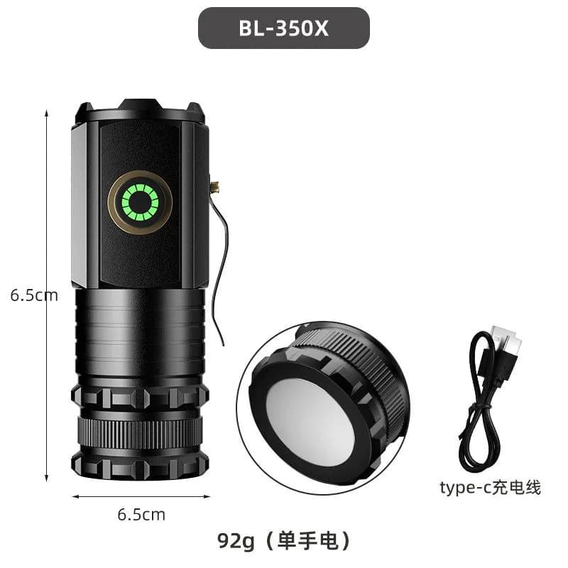 image-Tuliao 3-LED Rechargeable Flashlight, Ultra-Bright, 100-200m Range, Aluminum Alloy