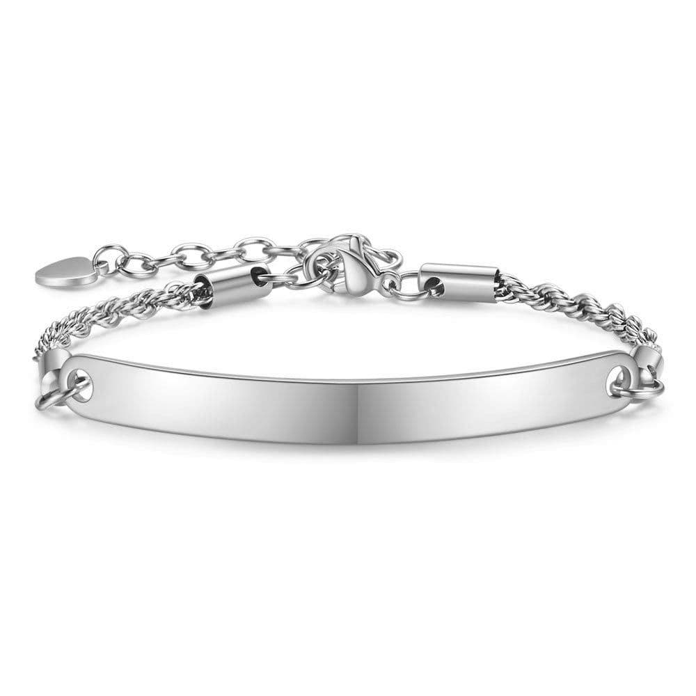 image-Trendy QUR Gold Stainless Steel Bracelet, Women's Curved Twist, Engrave Logo