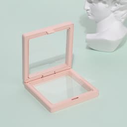image-Jewelry Ring Storage Box - Orange Cardboard 11x11cm