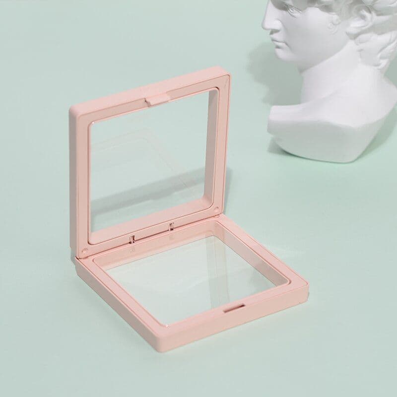 image-Jewelry Ring Storage Box - Orange Cardboard 11x11cm