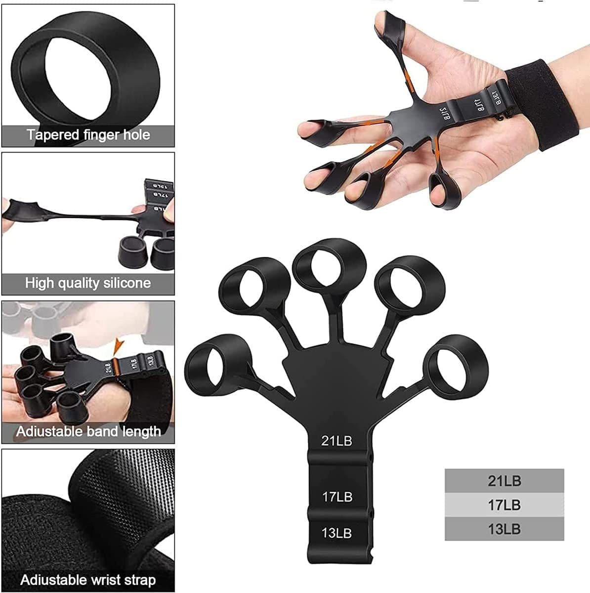 image-Silicone 5 Finger Exerciser - Universal Fitness Trainer