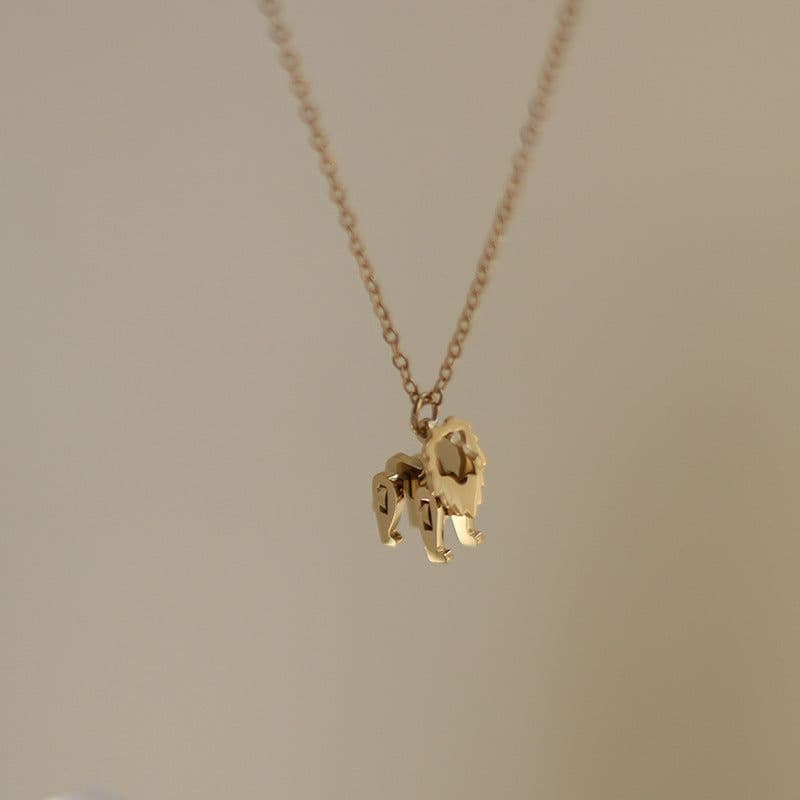 image-Charmed Bug Titanium Steel Lion Necklace Gold