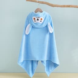 image-Bo Chuhui Long-eared Monkey Hooded Bathrobe - Purple Coral Fleece