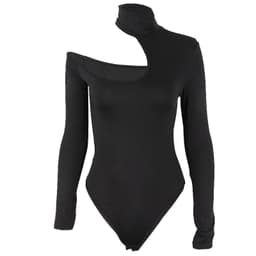 image-Women's Black Sleeveless Polo Collar T-Shirt - Spandex