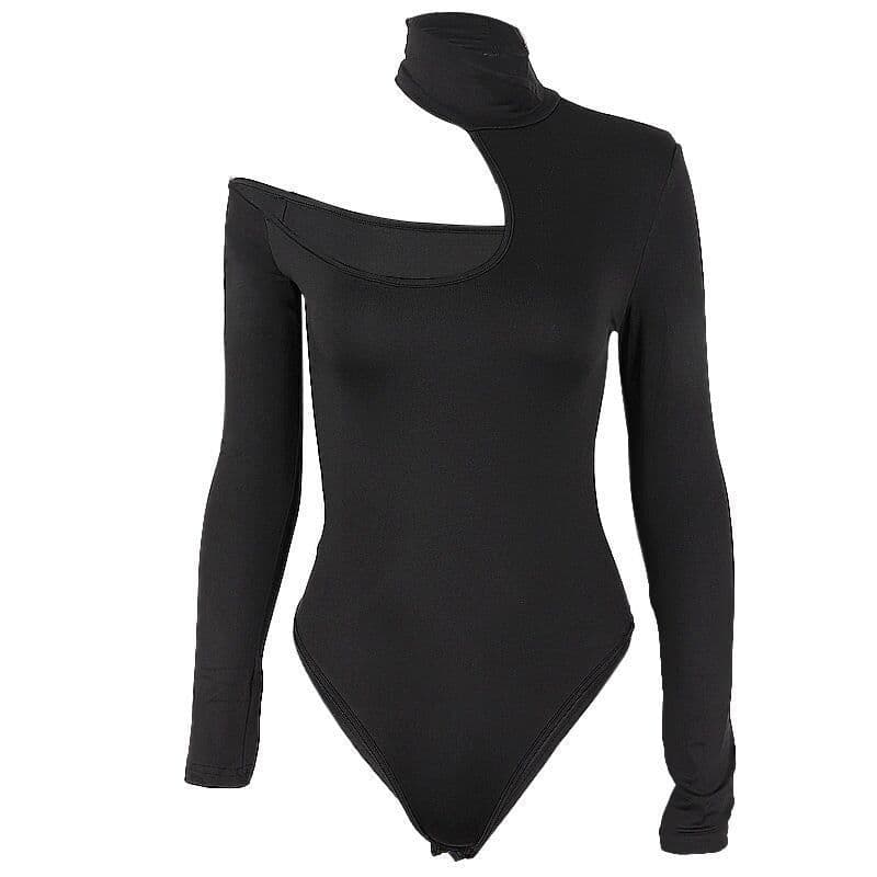 image-Women's Black Sleeveless Polo Collar T-Shirt - Spandex