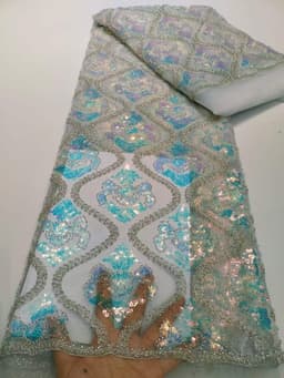 image-Sequin Lace Fabric - Embroidered Mesh 125cm Wedding Dress