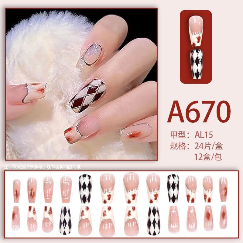 image-Autumn and winter gentle and pure desire simple style wearable manicure patches short, medium and long style white removable fake nail patches