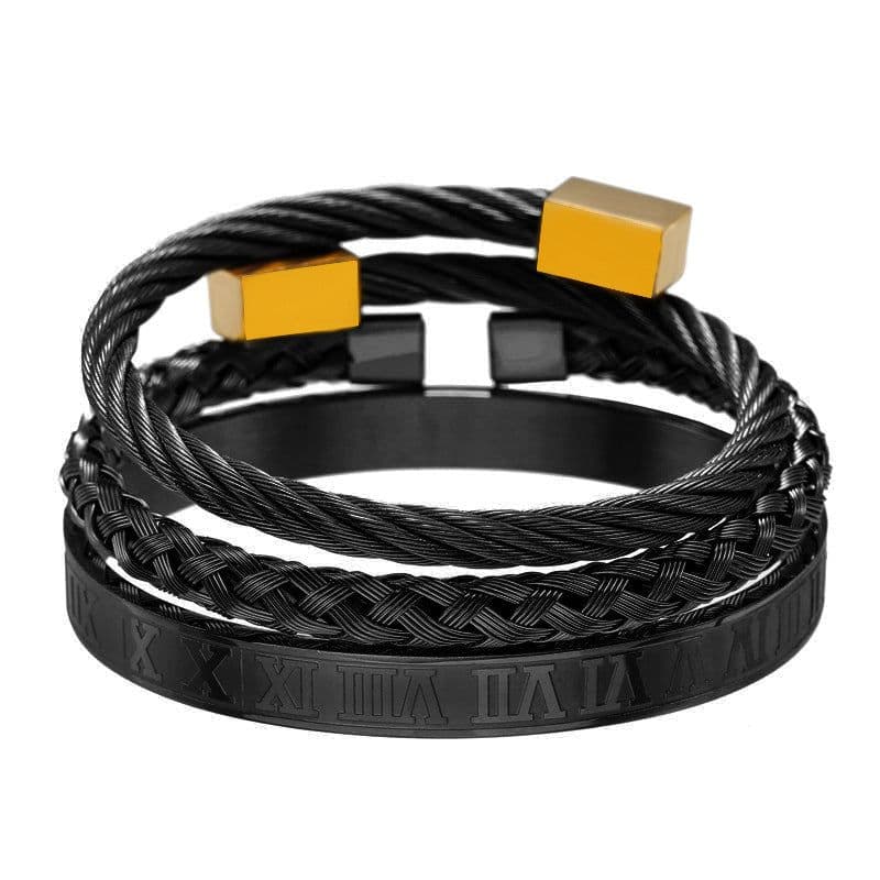 image-Stainless Steel Geometric Bracelet Men - Retro