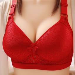 image-Large size thin section no steel ring comfortable breathable adjustable underwear big breasts show small side gathered mother's bra