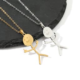 image-Doodle Character Stainless Steel Necklace