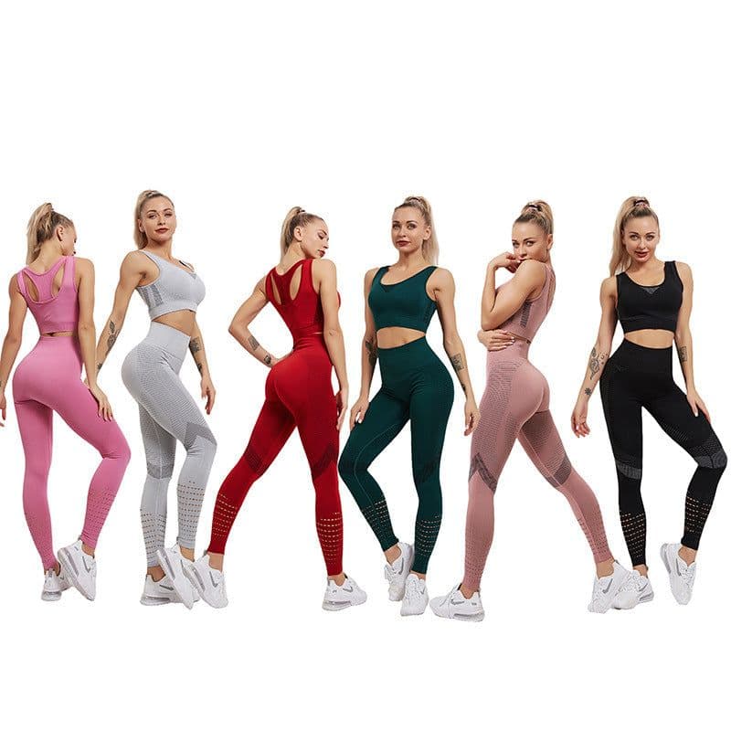 image-Women's Yoga Pants High Waist Cropped Red S