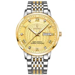 image-Poedagar Swiss Quartz 41.5mm Men's Watch - Gold 30M Waterproof